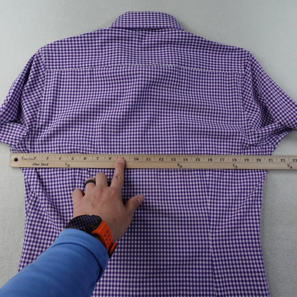 Lot of 2 State and Liberty Dress Shirts Mens Medium Check Plaid Stretch Athletic - Picture 9 of 16
